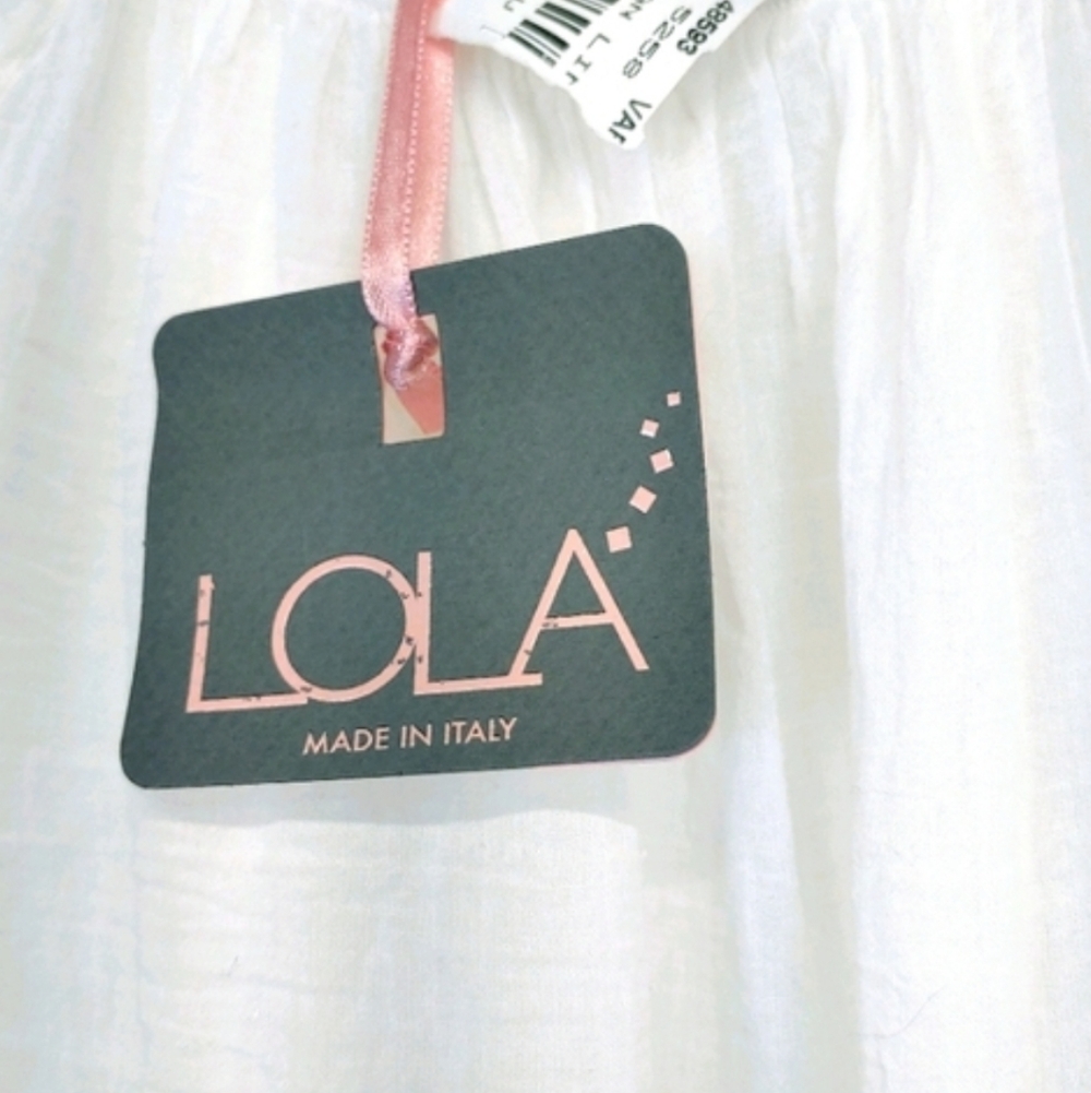 LOLA Linen Lace Blouse White Top Size Large - Picture 5 of 8